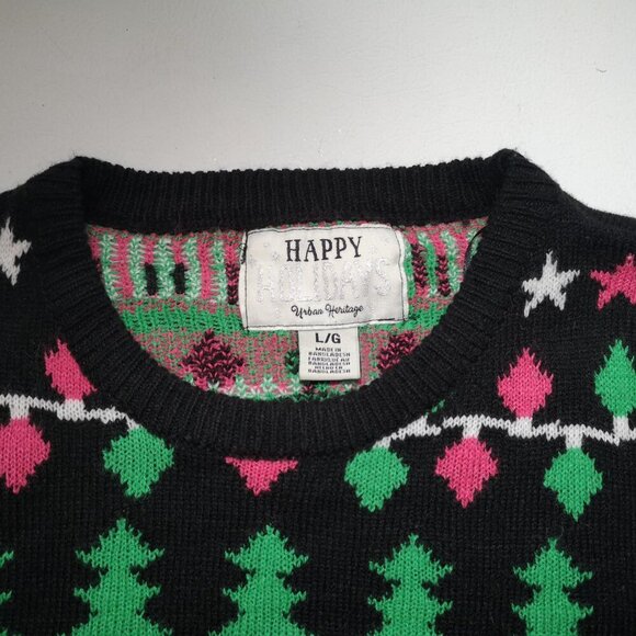 Happy Holidays Urban Heritage Ladies Size Large Bah Humbug Festive Sweater - Picture 4 of 12